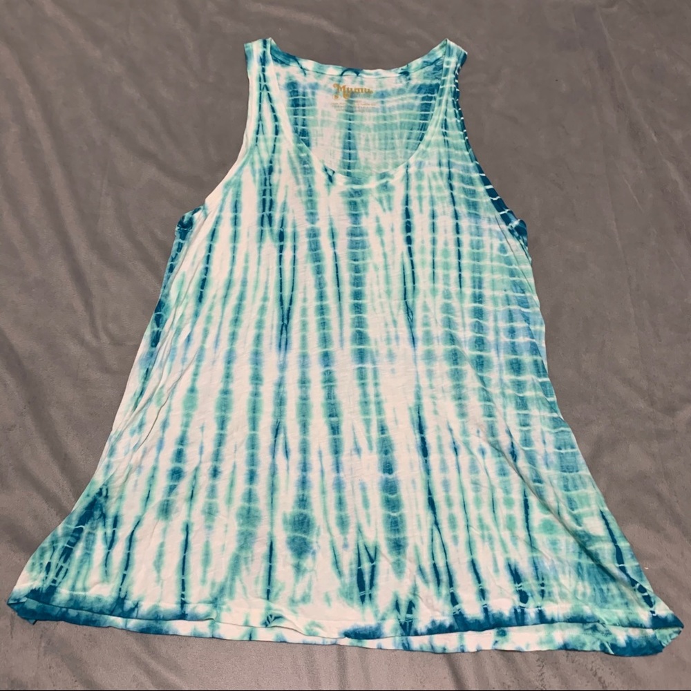 Show Me Your Mumu Mellow Green Blue Tie Dye Tunic EUC Size S